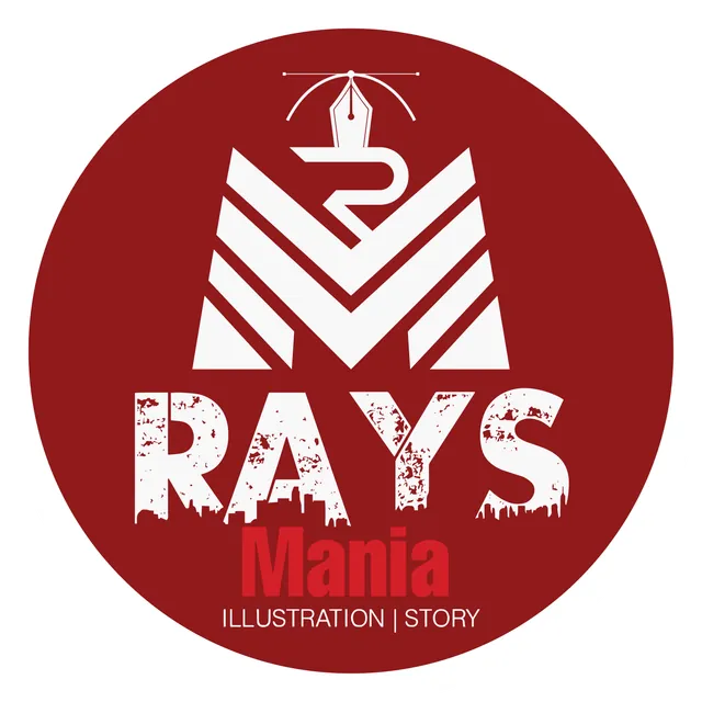 Raysmania logo: a white M with a pen nib on a red circle, over the words Illustration and Story.