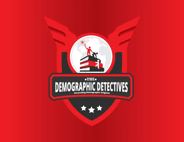 The Demographic Detectives crest applied on a red gradient.